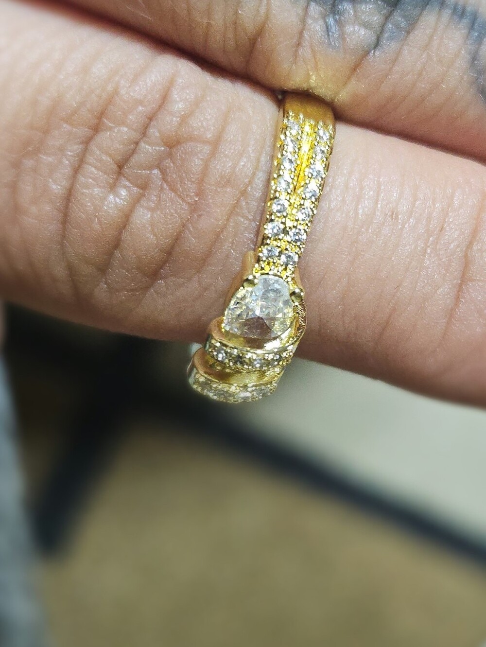 18k Gold Filled Adjustable- Gold-Tone Pavé CZ Spiral Ring